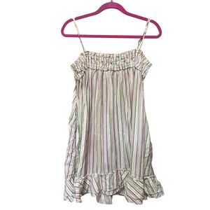 By Anthropologie Striped Cotton Mini Sundress Pockets Size M